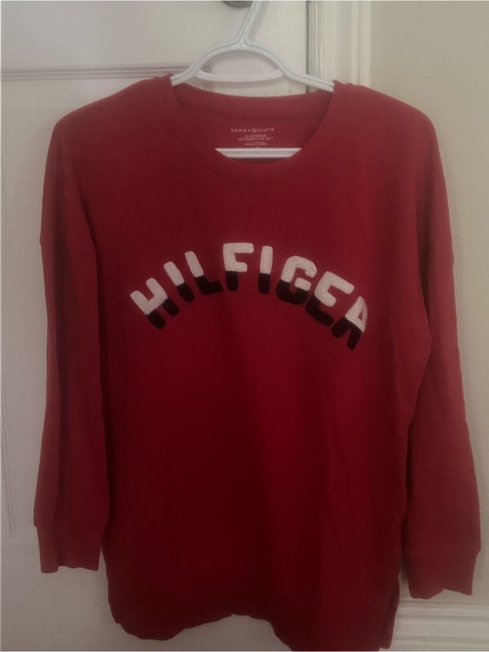 Tommy Hilfiger Red Crewneck Sweater with White & Black Logo